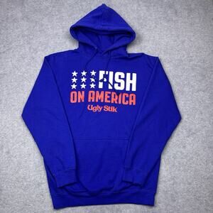 Ugly Stik hoodie blue fish on america fishing flag size medium